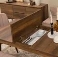 Set masă și scaune extensibile (6 bucăți), Vella, Vina, Nuc / Piatra
