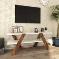 Comoda TV Basic, Almaren, 120x33.1x45 cm, alb/natural