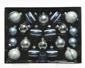 Cutie cu 20 globuri asortate Baubles and onions, Decoris, sticla, alb/albastru/argintiu