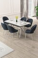 Set masa extensibila si scaune (7 piese), Hanah Home, Weps, Gri / Crom / Antracit