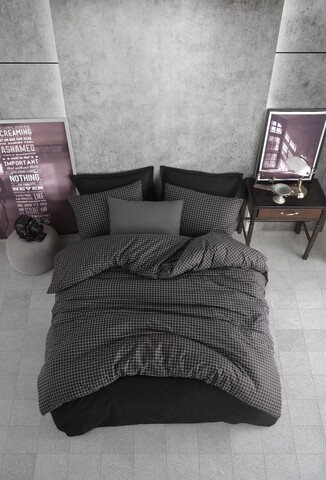 Lenjerie de pat dubla king size, mijolnir, oslo 183mjr62611, 3 piese, bumbac ranforce, negru