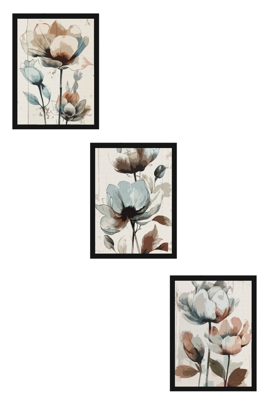 Set 3 tablouri decorative, Huhu478S, Cadru: 100% LEMN MASIV (Grosime: 2,5 cm), Multicolor - view 3