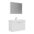 Set Dulap de Baie cu Chiuvetă și Oglindă (2 Piese), Hanah Home, Desna 90, Alb mat