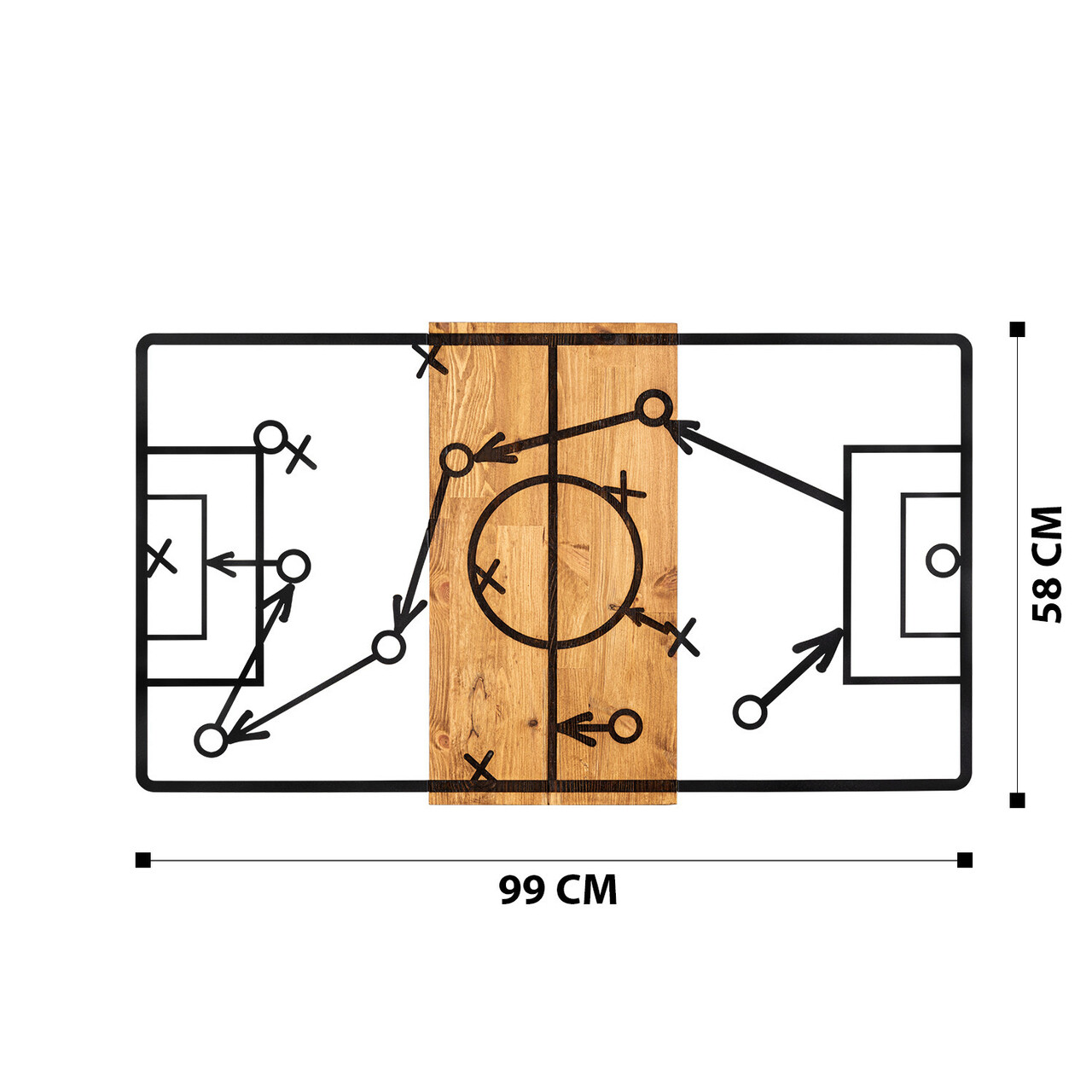 Decoratiune de perete, Taktık, Metal, Cadru: 100% LEMN (grosime: 3 cm), Nuc negru