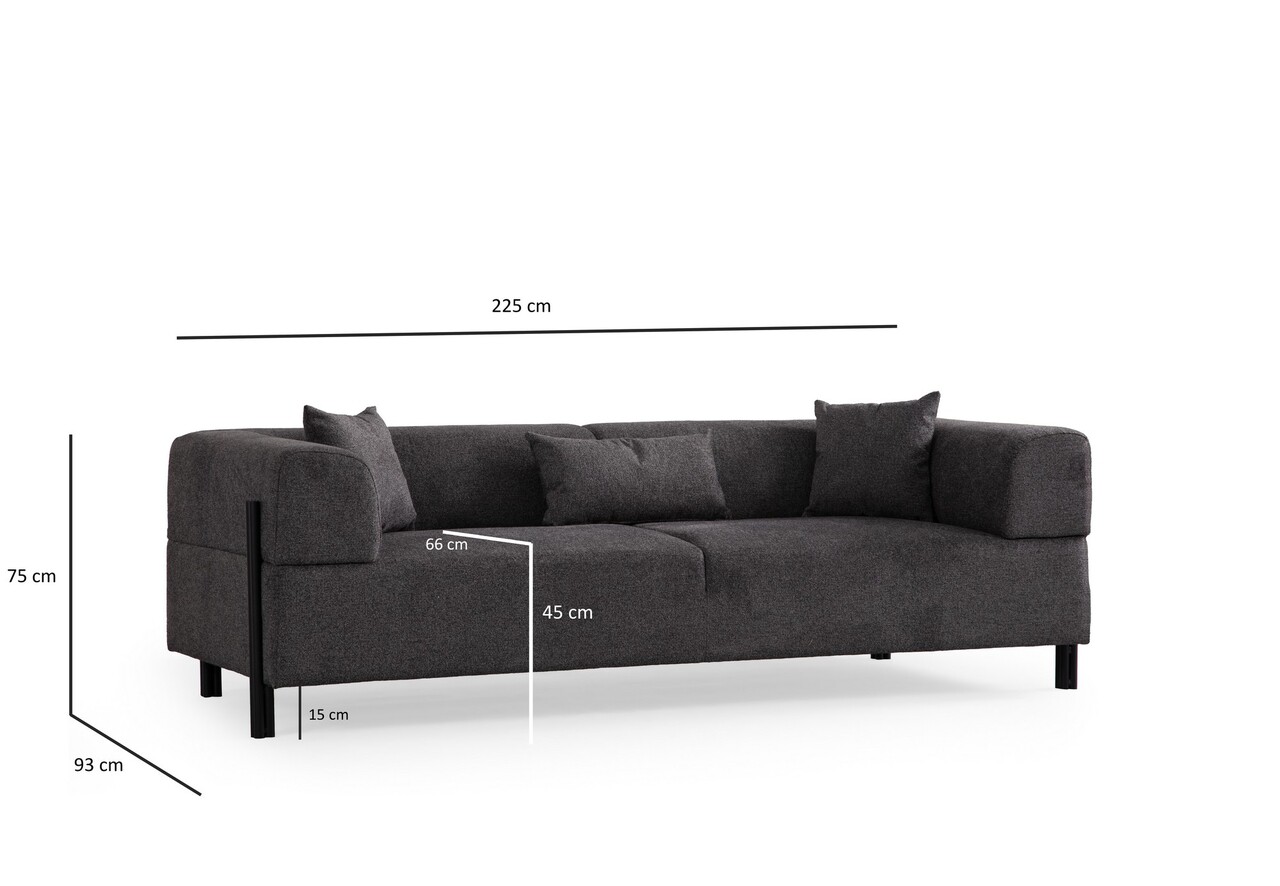 Canapea 3 locuri, Atelier del Sofa, 560ARE2366, Antracit - imagine 10