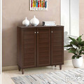 Pantofar cu 3 usi Santi, Pakoworld, 16 perechi pantofi, 89.5x34.5x91.5 cm, PAL melaminat, maro