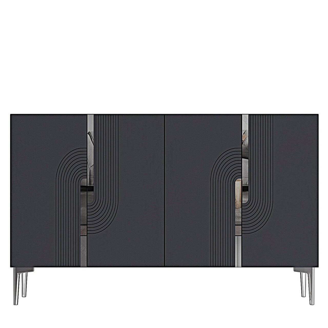 Consola, Hanah Home, Meyra 120, 120x75x32 cm, Antracit / Argintiu - view 5