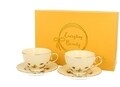 Set 2 cesti espresso cu farfurie Butterfly, Duo, 125 ml, portelan, multicolor
