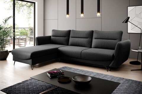 Coltar extensibil stanga 3 locuri ELTAP, LT-10FL, Silva, 276x201x100 cm, lemn/poliester, negru