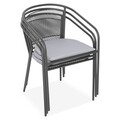 Set mobilier gradina/terasa, 4 scaune cu spatar mediu + masa, Berlin, otel, negru/gri