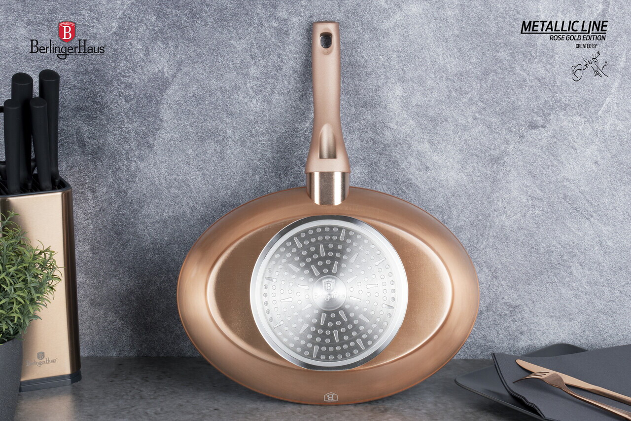 Tigaie pentru peste Berlinger Haus, Rose Gold, 35 cm, aluminiu forjat, roz - imagine 6