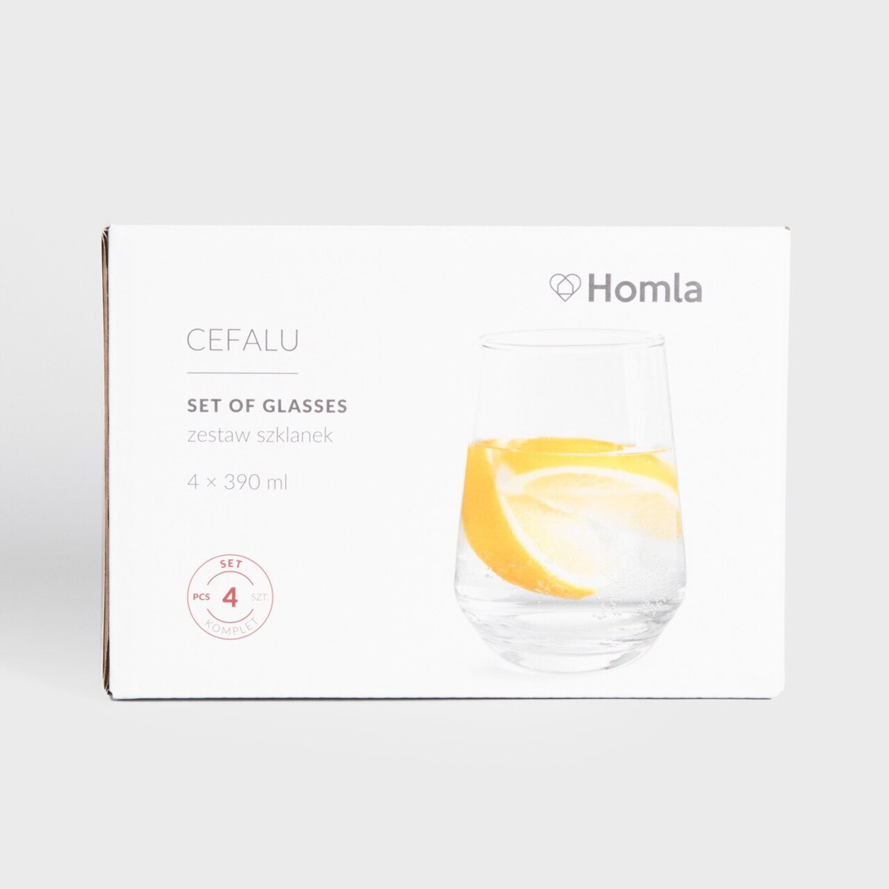 Set 4 pahare Cefalu, Homla, 390 ml, sticla, transparent