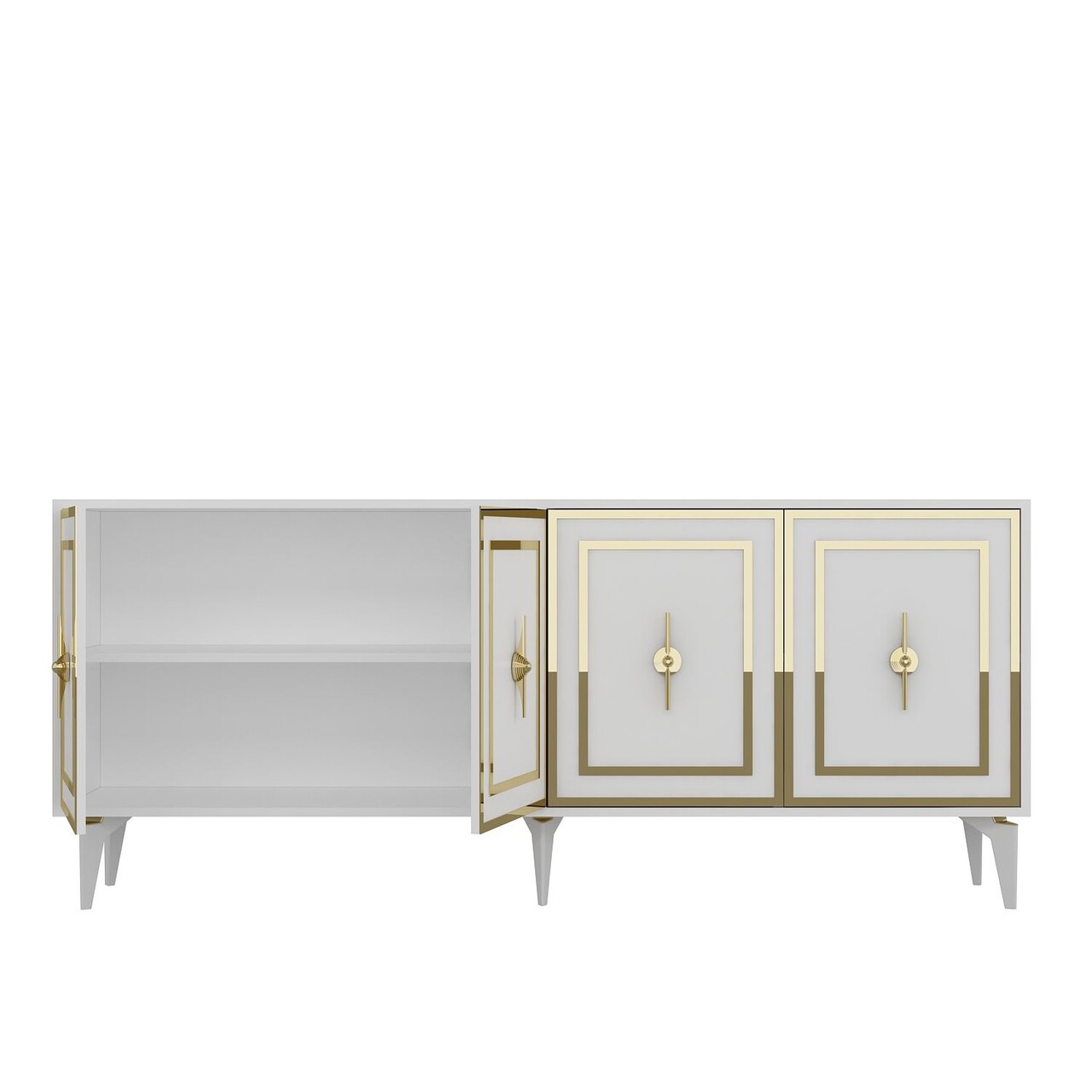 Consola, Hanah Home, Samba, 180x78.6x35 cm, PAL , Alb/Auriu - view 6