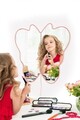 Oglinda cu Iluminare Led, Mirrorland, Butterfly Silver, Oglindă indestructibilă cu obturator, Roz