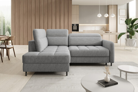 Coltar extensibil stanga 3 locuri ELTAP, LT-04RAQ, Barea, 208x160x100 cm, lemn/poliester, gri deschis