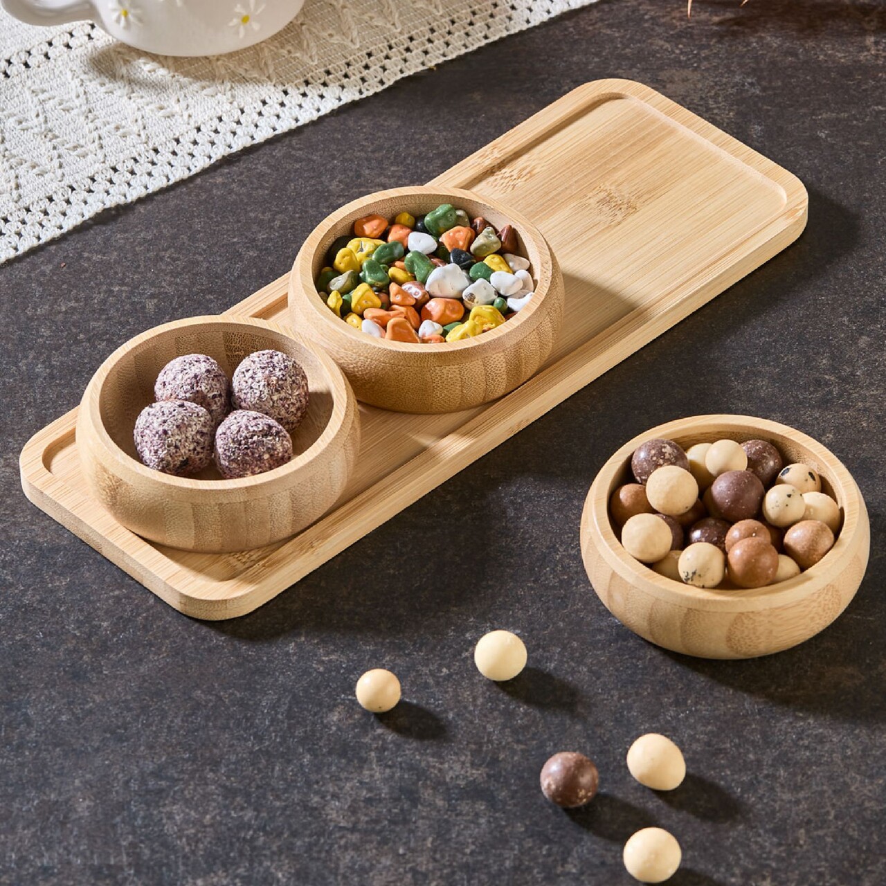 Set boluri pentru aperitive, Hermia, 964FRM3321, Dimensiuni tavă: 11 x 30 x 1 cm (1 bucată), Multicolor - imagine 2