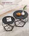 Set 2 masute de cafea Modern, Vasagle, blat detasabil, 60x45 cm, max 30 kg, otel/PAL, gri/negru