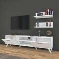 Comoda TV cu 2 rafturi M48 - 1048, Wren, 180 x 35 x 48.6 cm/60 cm, white