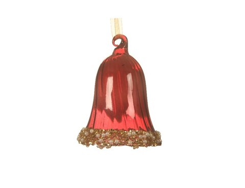 Glob bell-oxblood, decoris, h6.7 cm, sticla, rosu