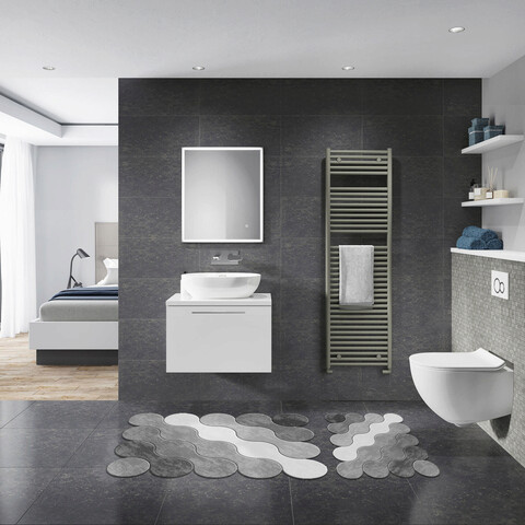 Set covoraș de baie (2 bucăți), Alanur Home, 21011715GR, Poliester, Gri