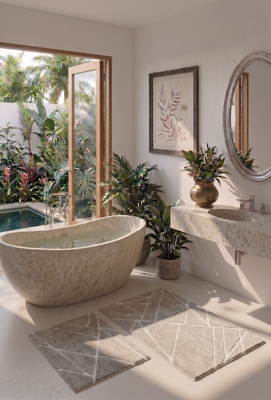 Set covorase de baie, L'essentiel Maison, Ista, Bej — imaginea 2