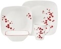 Serviciu de masa 16 piese, Corelle, Hanami Garden, sticla Vitrelle/portelan, alb/rosu