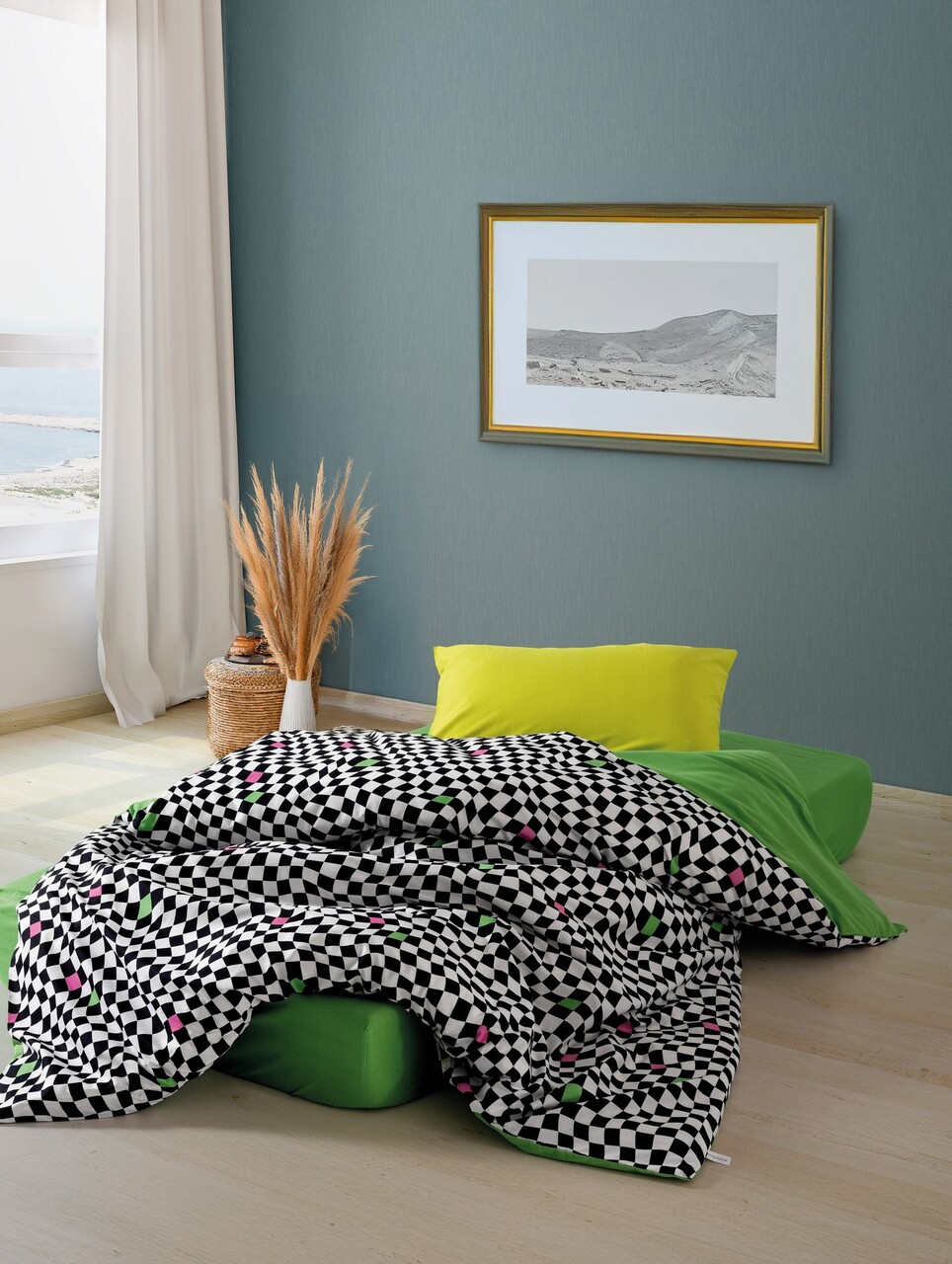 Lenjerie de pat pentru o persoana, Dazzle - Green, Cozy Home, Bumbac Ranforce