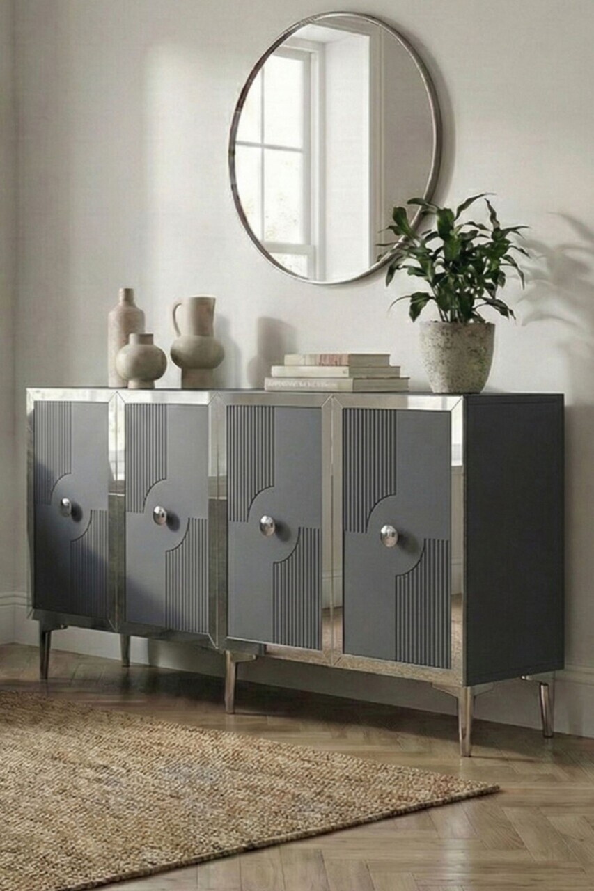 Consola, Hanah Home, Pega 150, 125x75x32 cm, Antracit / Argintiu — imaginea 2