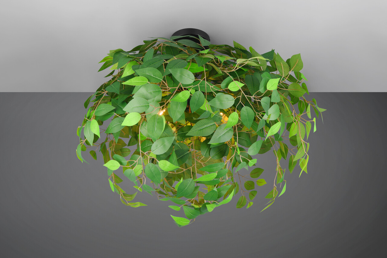 Plafoniera Leavy, RL, 70x73 cm, 28W, 3x E14, metal, verde