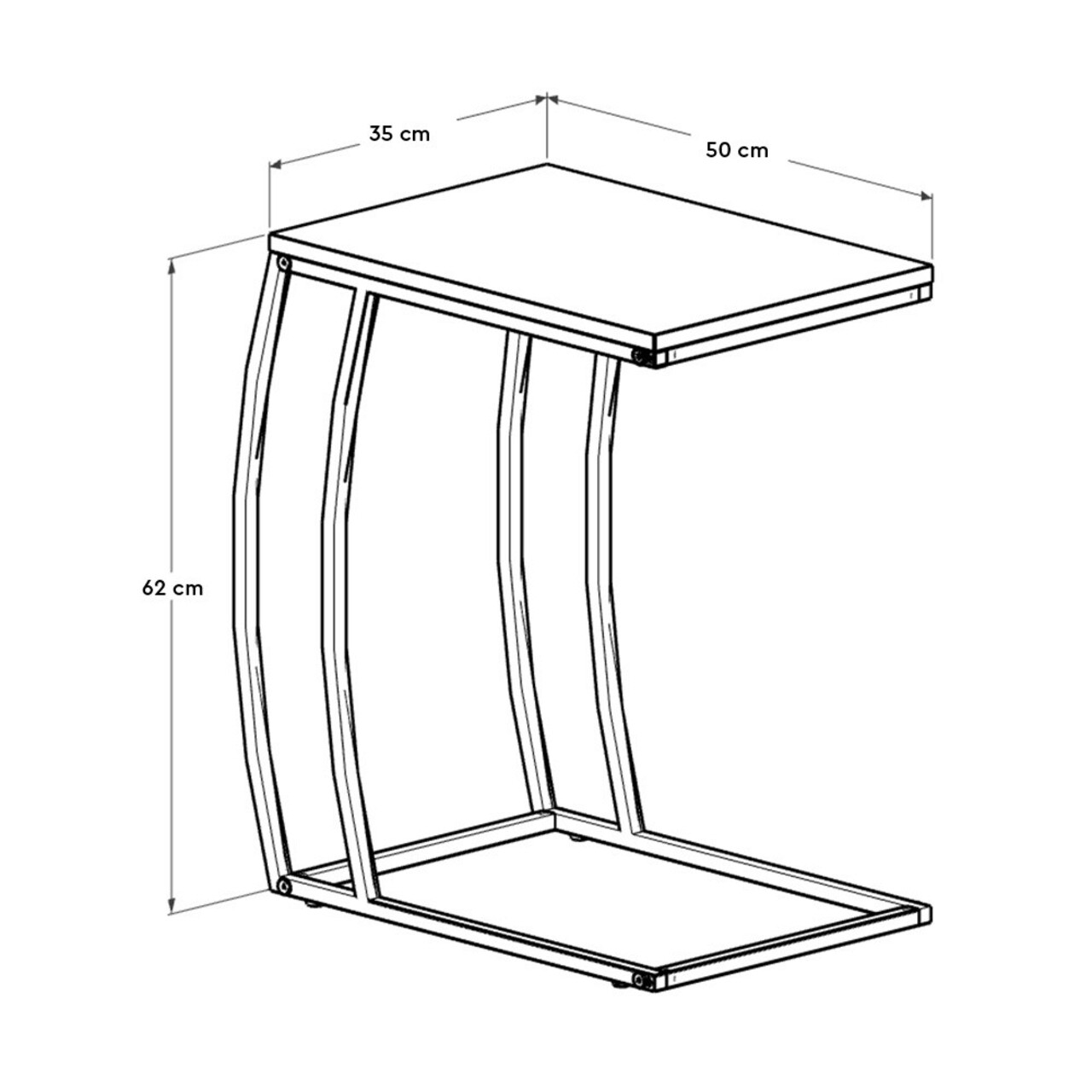 Masuta, Adore, SHP-908-TT-1, 50x62x35 cm, PAL, Nuc / Negru