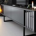 Comoda TV, Bexley, Chrome Line, Antracit / Negru