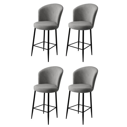 Set scaune  de bar 4 piese, Charlotte, Fora, Metal, Gri/Negru