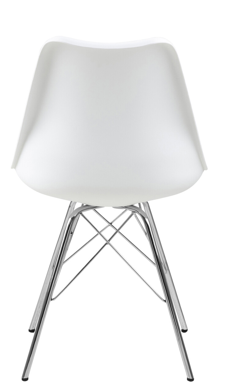 Scaun Eris, Actona, 48.5x54x85.5 cm, piele ecologica/otel, alb/crom