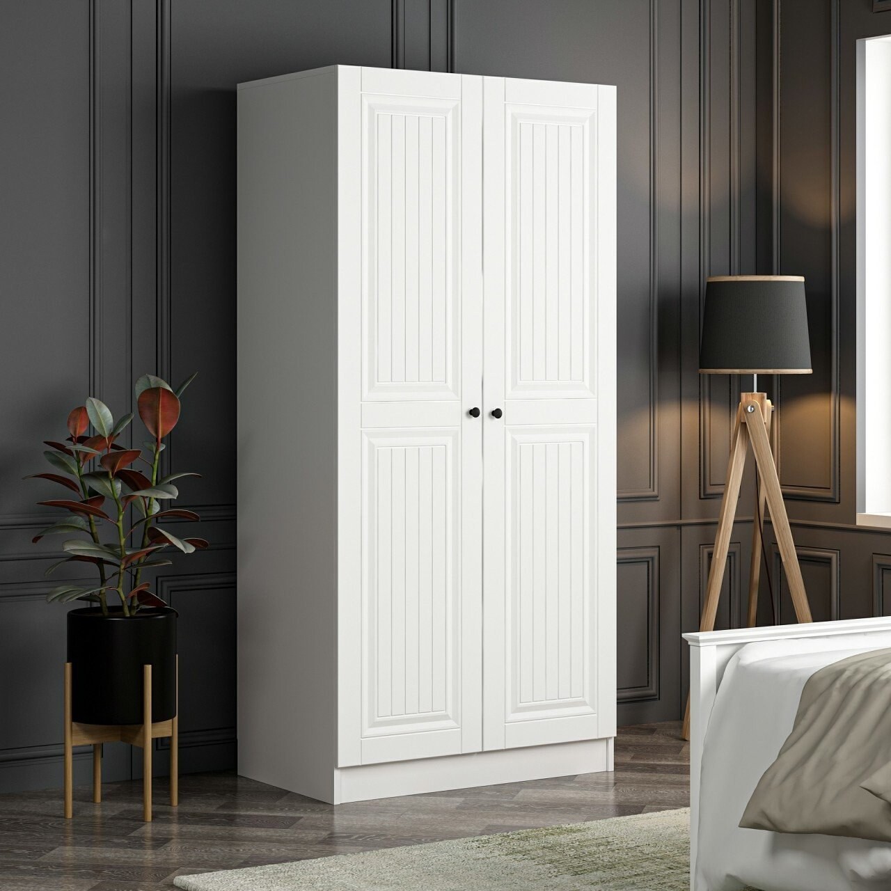 Dulap pentru haine, Minerva, Kale Membran White, 90x190x52 cm, PAL, Alb - 1 | YEO