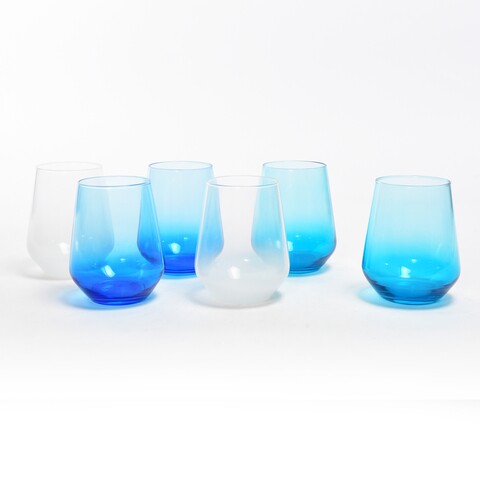 Set 6 pahare mercury, 425 ml, sticla, turcoaz/alb