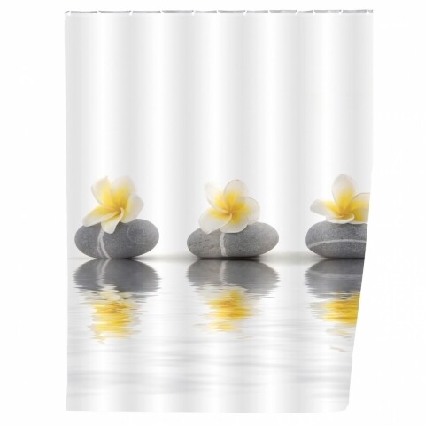 Poza Perdea de dus Stones with Flower, Wenko, 180x200 cm, 100% poliester, multicolor