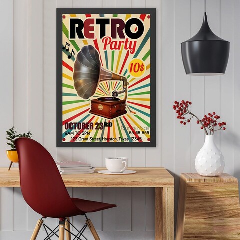 Tablou decorativ, Retro Party (55 x 75), MDF , Polistiren, Multicolor Colton