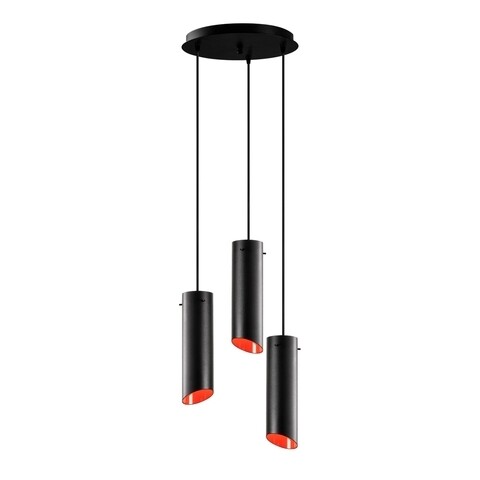 Lustra Sivani MR - 973, Opviq, 35 x 114 cm, 3 x E27, 40W, negru/rosu