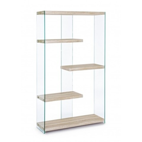Biblioteca, sury, bizzotto, 91.5x30x160 cm, mdf/sticla temperata