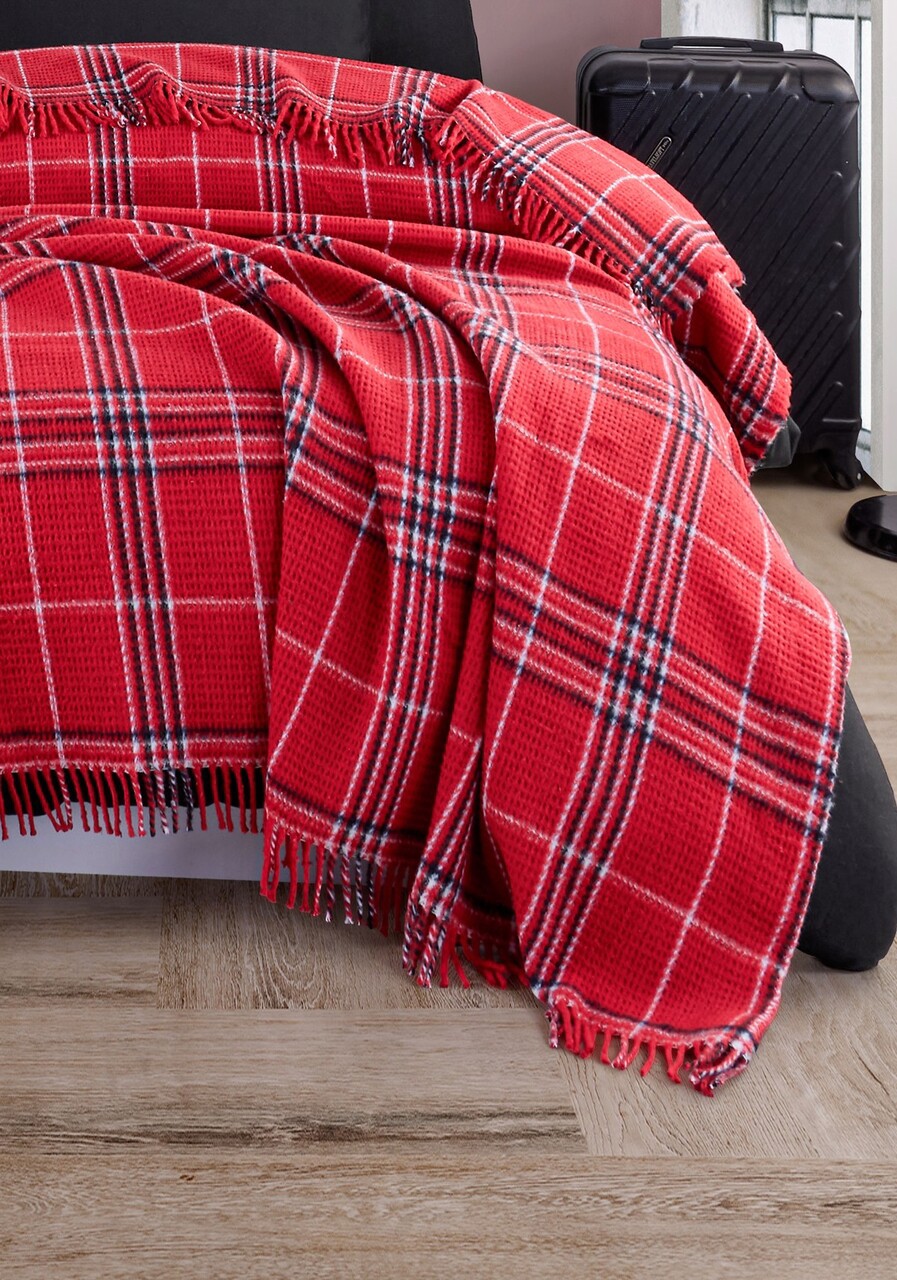 Patura Single, Warm Soft - Red, Eponj Home, 70% bumbac/30% acril