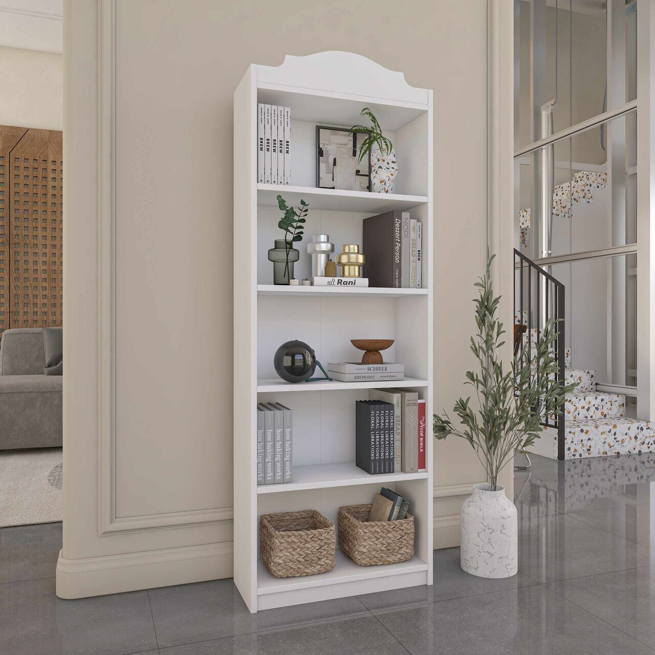 Corp biblioteca, Hanah Home, HC130, 60x160x25 cm, Alb — imaginea 3
