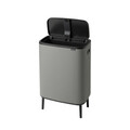 Cos de gunoi cu soft touch, Brabantia, Bo Touch Mineral, 60 L, 31.2x54.5x81.5 cm, otel, gri