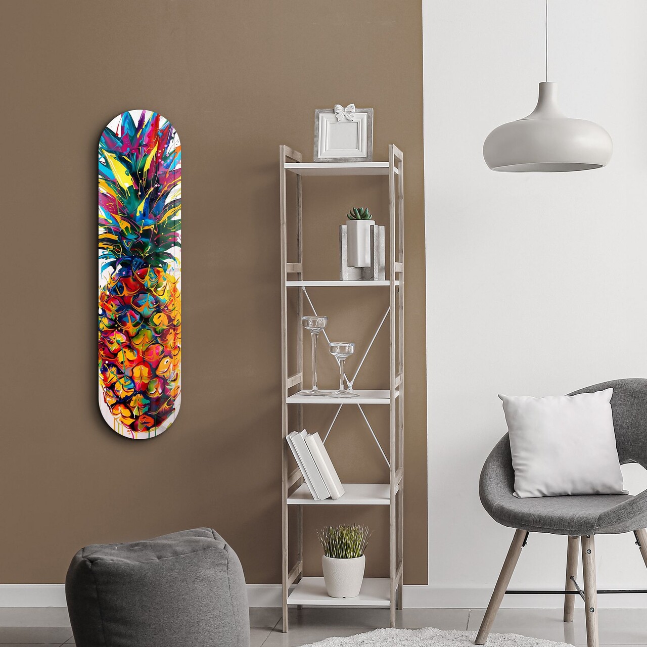 Tablou decorativ Watercolor Ananas Dimensiune: 20 x 80 cm Multicolor