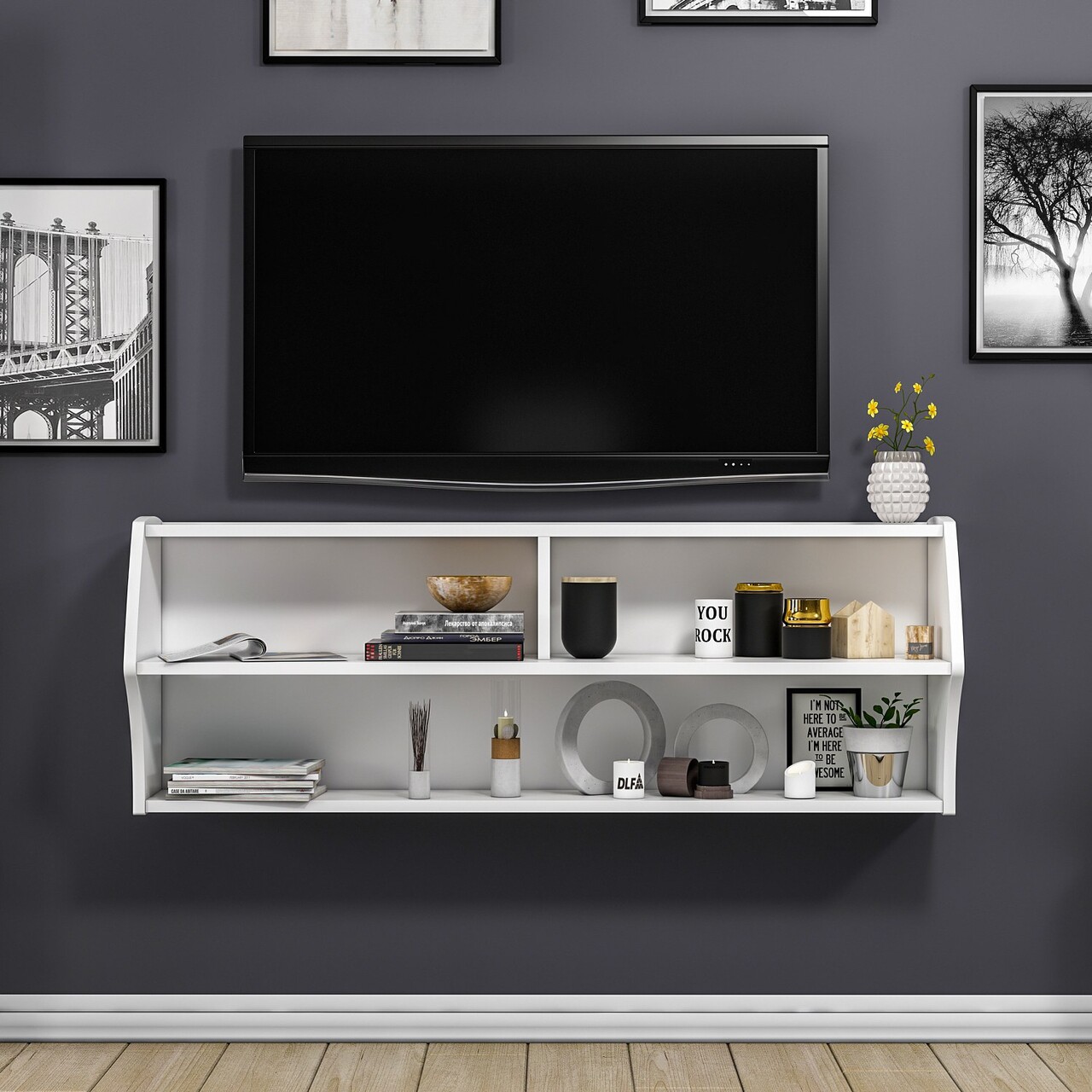 Comoda TV, Inarch, Sofya, 124x44x27 cm, PAL, Alb - 1 | YEO