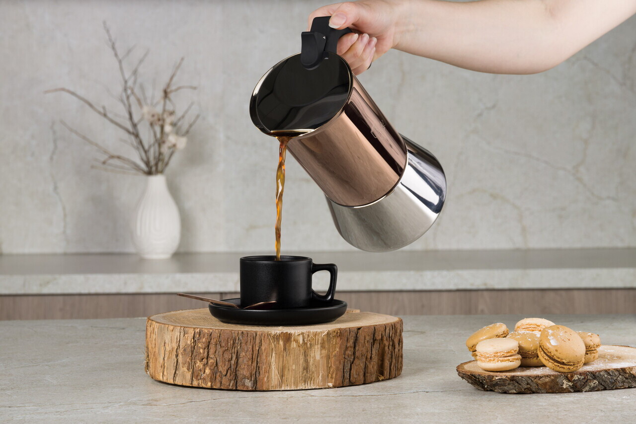 Aparat de cafea Berlinger Haus, Rose Gold, 9 cesti, 450 ml, inox 18/10, roz - imagine 3