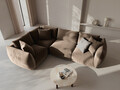 Coltar stanga 4 locuri, Chris-184, Micadoni Home, 295x210x80 cm, catifea, maro deschis