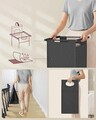 Cos de rufe cu 2 compartimente, raft suspendat si bara umerase, Vasagle, 2 x 46 L, 73x33x177 cm, PAL/otel, maro/negru