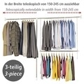 Organizator extensibil pentru haine, 3 piese, Wenko, 150 - 245 cm x 160 - 202 cm, inox/plastic