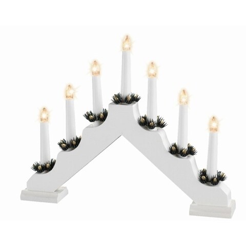 Sfesnic cu lumanari LED, Lumineo, 7 LED-uri, 6x40x30 cm, alb