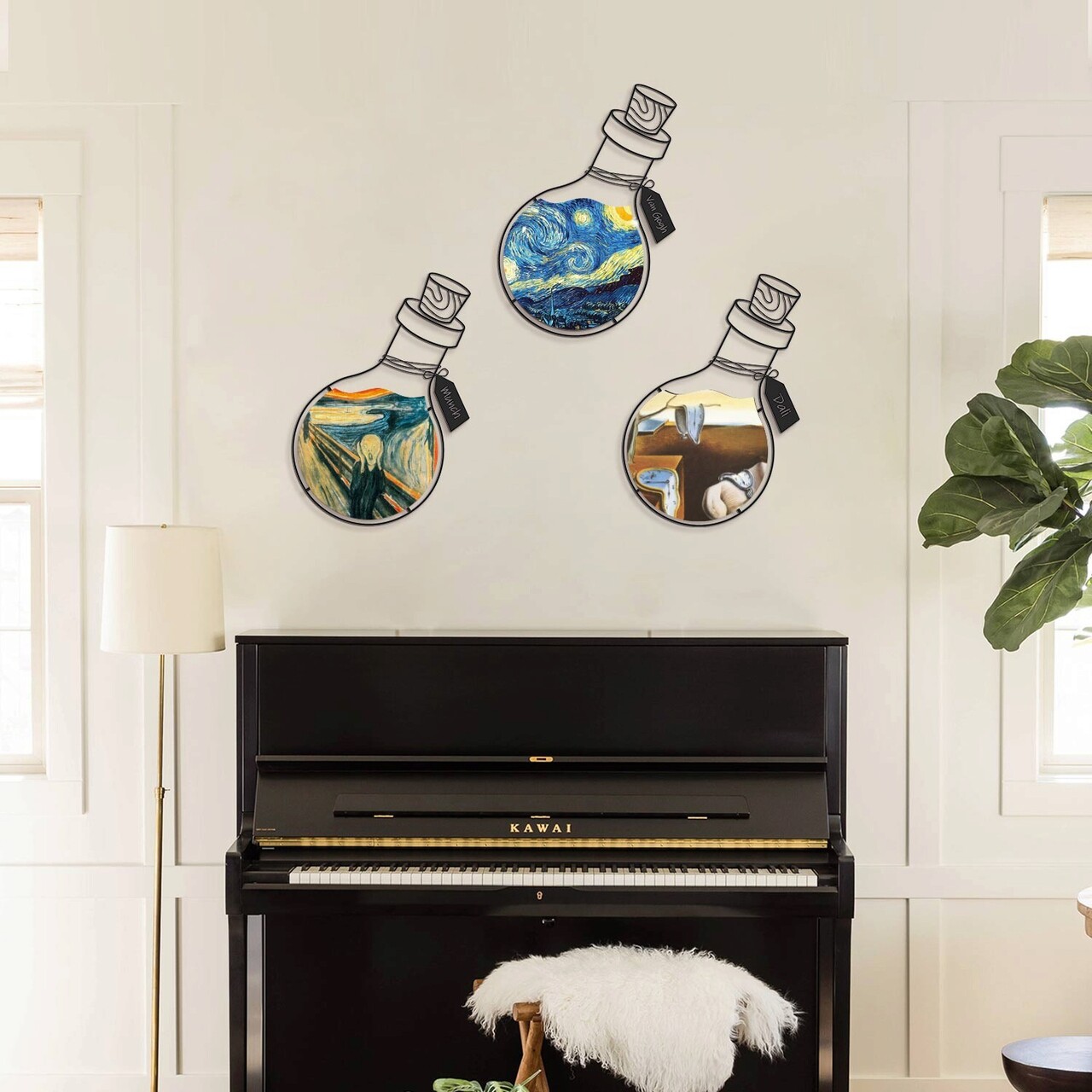 Decoratiune de perete, Art Potion Set of 3 Metal Wall Art, Otel, 53 x 38 cm, 3 piese, Multicolor - 1 | YEO